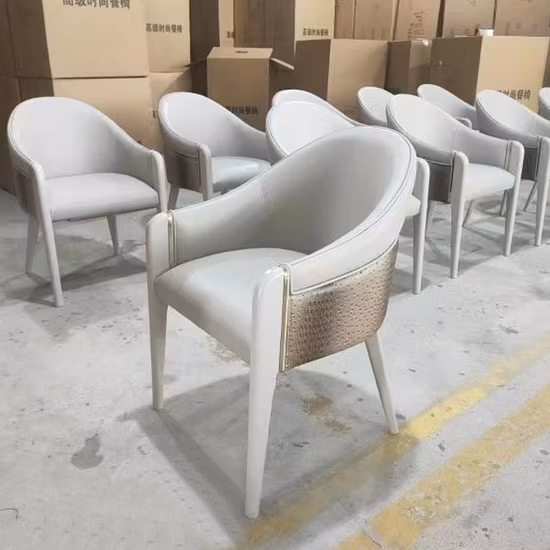 Modern Armrest Dining Chairs for Breakfast Bar Coffee Shops Cafeteria Wood Leg Catering Cafe Chairs