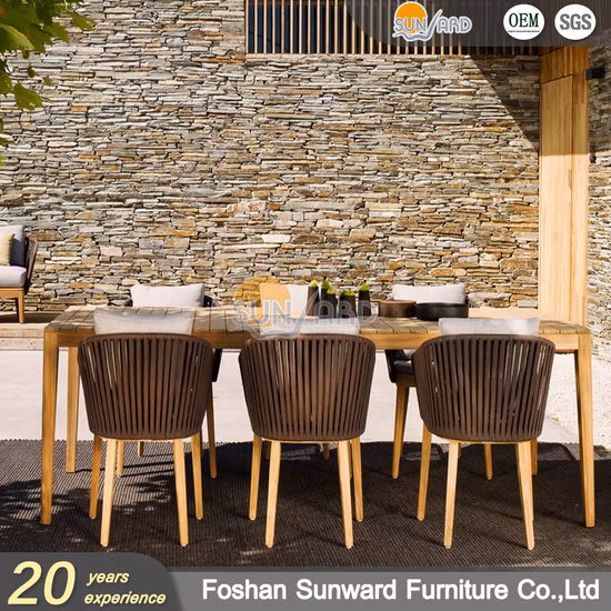Aluminum Garden Chair Patio Outdoor Furniture Rope Wicker Rattan Dining Chair