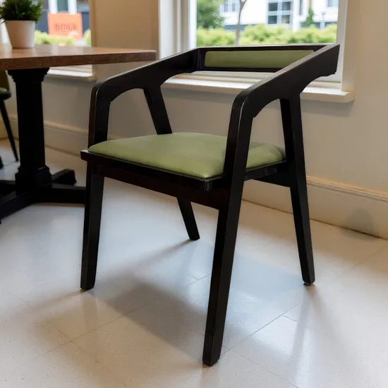 Modern Wooden Frame Dining Chair with Soft Cushion Armrest Chair Restaurant Chair 