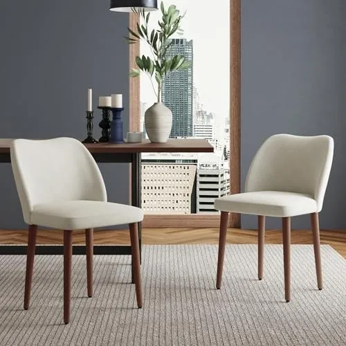 Modern Style Fabric Dining Chair with Red Oak Legs 