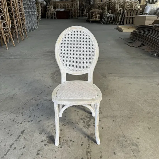 European Antique Design Rattan Weave High Back Dining Chair for Restaurant 