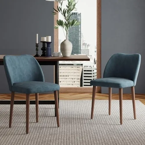 Elegant Dining Chair with Grey Fabric and Solid Red Oak Frame 