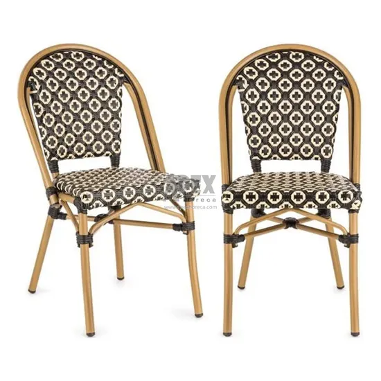 French Bistro Garden Dining Furniture Paris Aluminum Waterproof Rattan Chair 