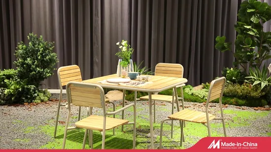 Weather Resistant Wooden Dining Furniture Outdoor Casual Patio Coffee Chair with Armrest 