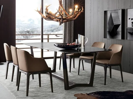 Contemporary Dining Room PU Leather Upholstered Wooden Chair for Dining Room 