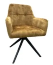 Upholstered Dining Room Chair with Armrest 180 Degree Rotating Metal Legs 