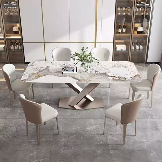Dining Room Furniture Table Set Marble Table with 8 Chairs