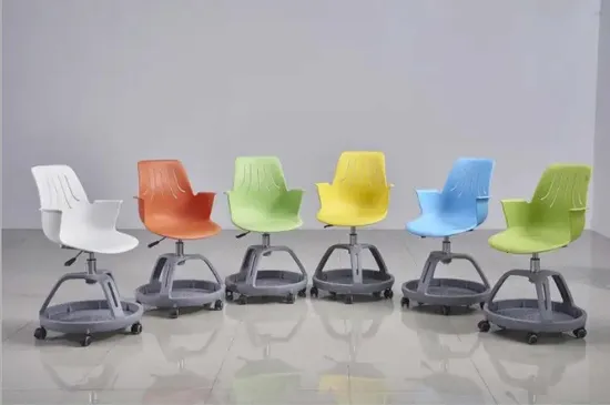 School Furniture Plastic Chairs Training Room Children Desk Rotating Wheels Chair 