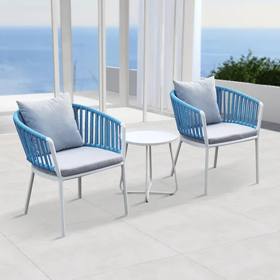 Stackable Garden Furniture Rattan Wicker Rope Villa Restaurant Dining Outdoor Chairs 