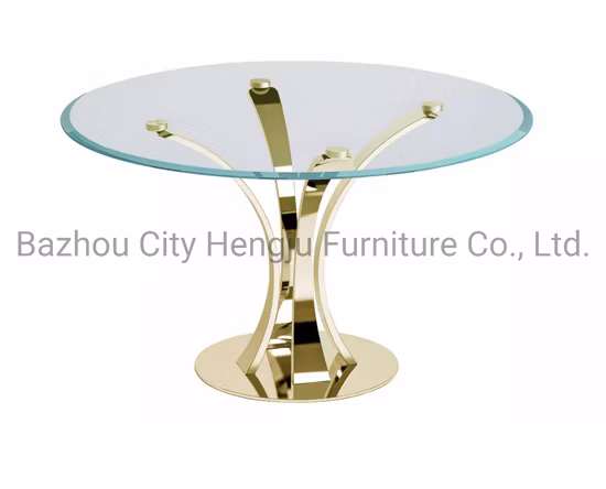 Luxury Stainless Steel Rose Golden Mirror Round Shape Dining Table