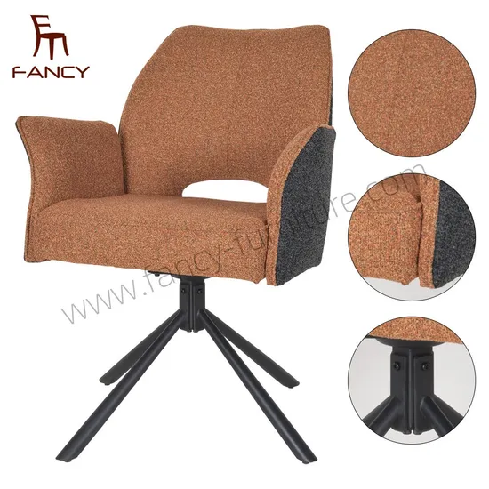 Factory Sale Modern Dining Chair with Armrests and Rotating Functionality 