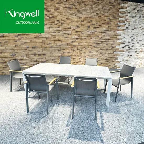 Hotel Waterproof Fabric Modern Outdoor Furniture Garden Dining Table and Chairs 