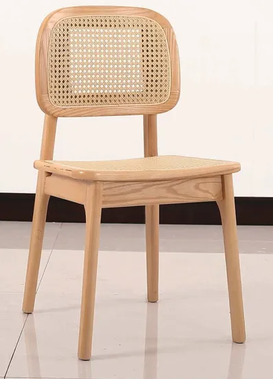 High Quality Customize Fast Food Shop Hot Selling Furniture Indoor Hotel Kitchen Wooden Rattan Dinner Dining Restaurant Chair 