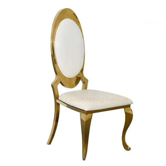 Modern Wedding Furniture White PU Leather Royal Stainless Steel Rose Gold King Throne Dining Chair for Home Furniture 