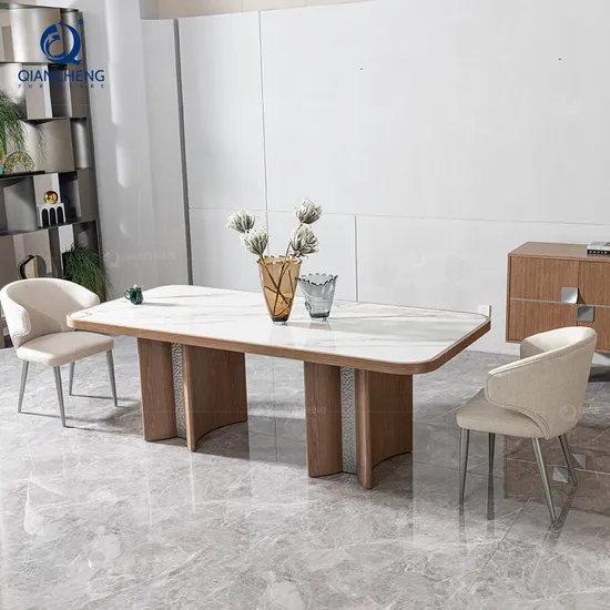 Restaurant Furniture Contemporary Stainless Steel Pedestal 4 Chairs Dining Room Table Sets 