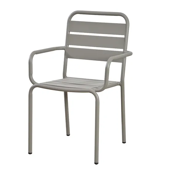 Hot Selling French Aluminum Frame Armrest Portable Outdoor Furniture Dining Chair 