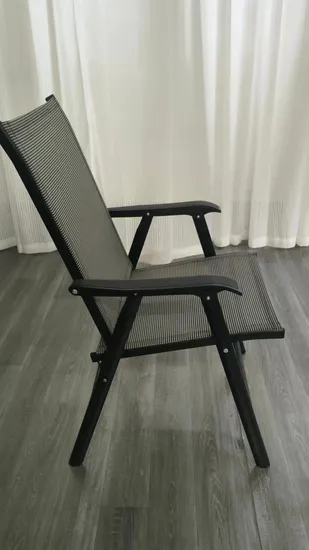 Folding Patio Dining Chair Camping Chair with Armrest Textilene Lawn Garden Pool Yard 