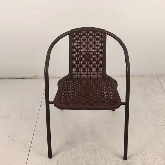 Plastic Dining Furniture Chair Imitation Rattan with Armrest Wholesale Price