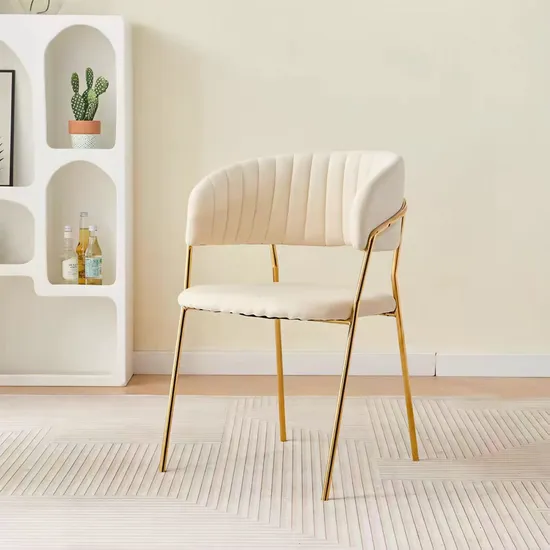 High Back Stylish Fabric Home Furniture Metal Legs Upholstered Restaurant Living Room Luxury Velvet Dining Chair 